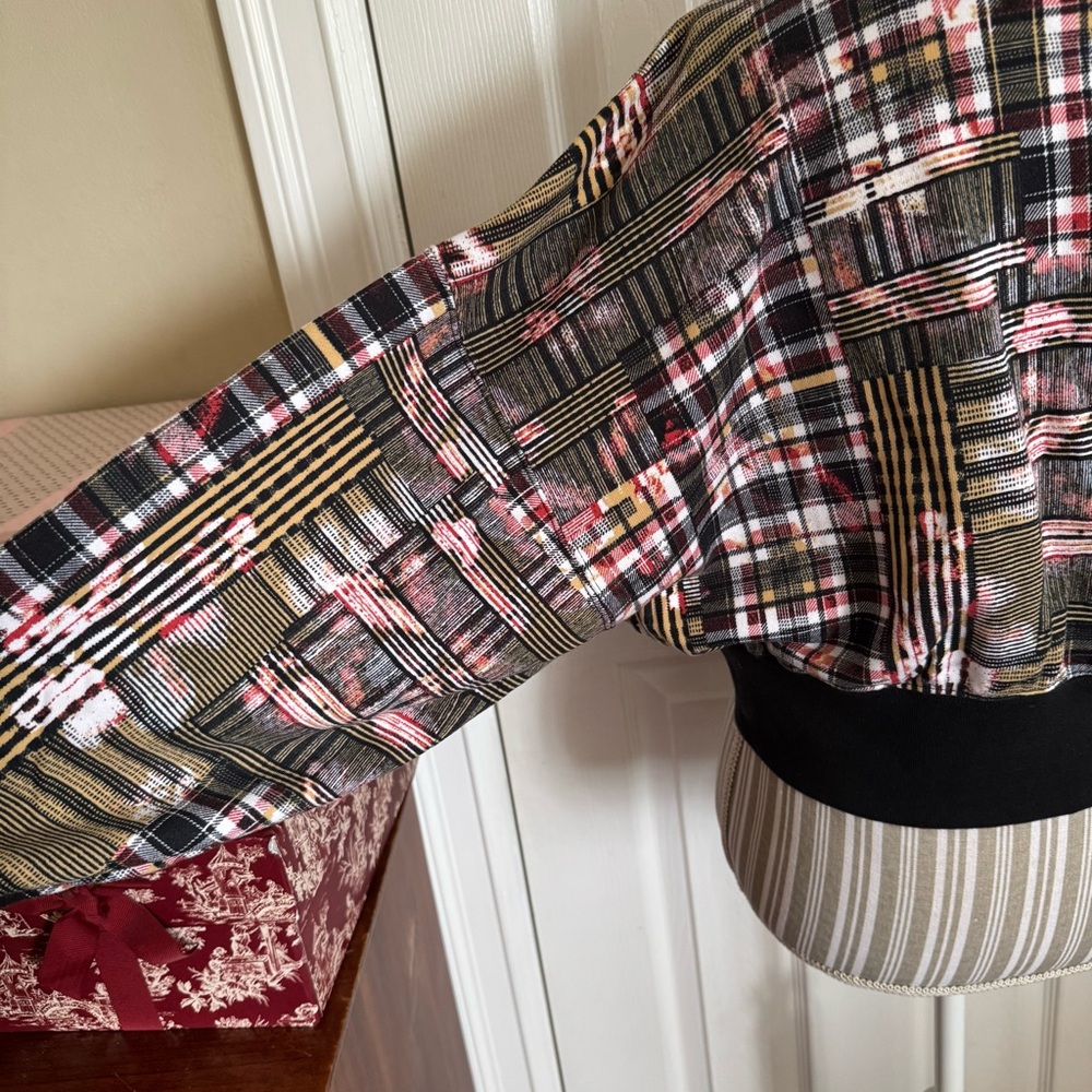 Trendy Plaid Patchwork Adidas HER Studio London Sweatshirt XXS - Picture 6 of 14